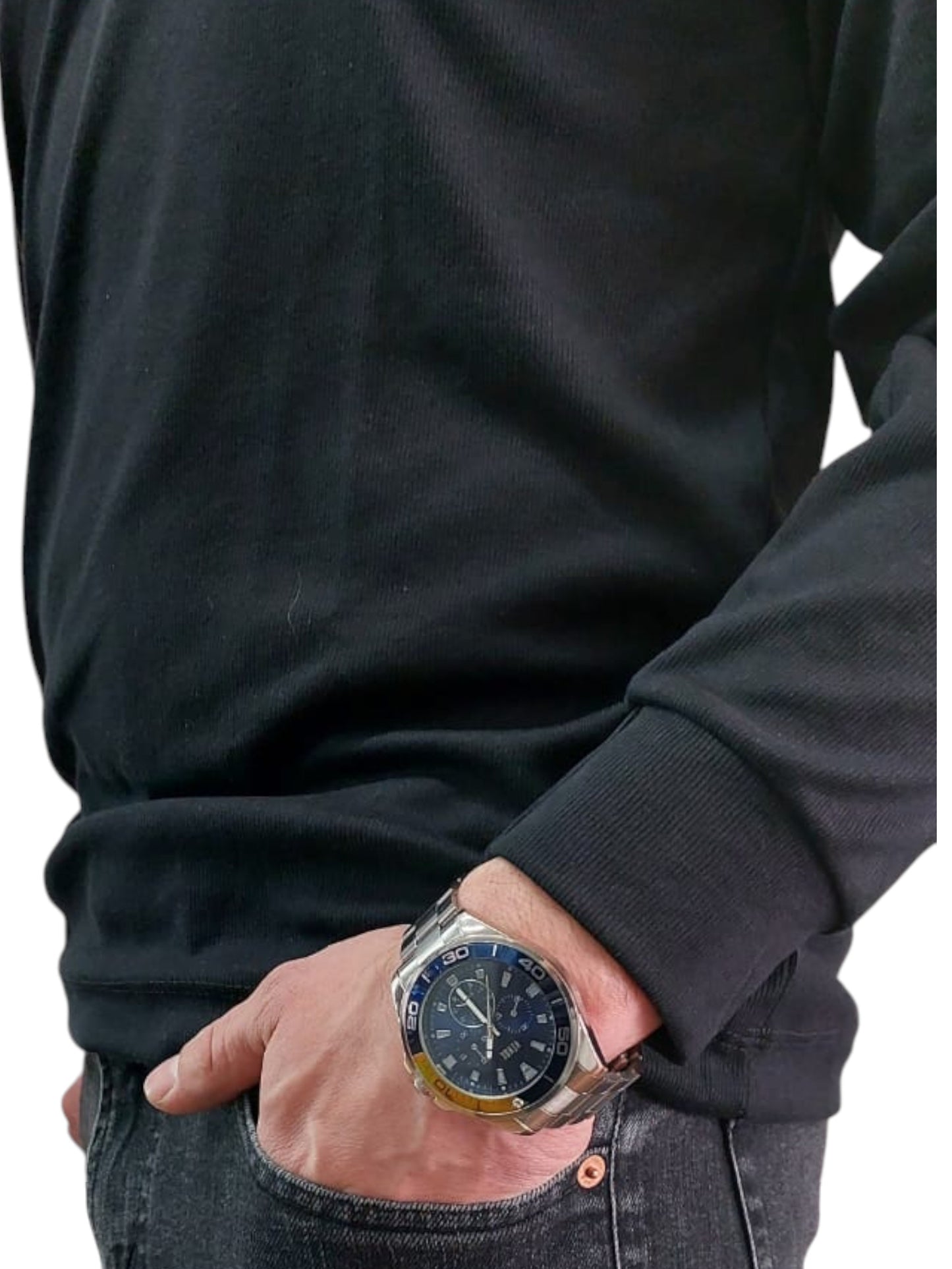 Camiseta negra Sailor Hombre Manga Larga – Algodón Premium