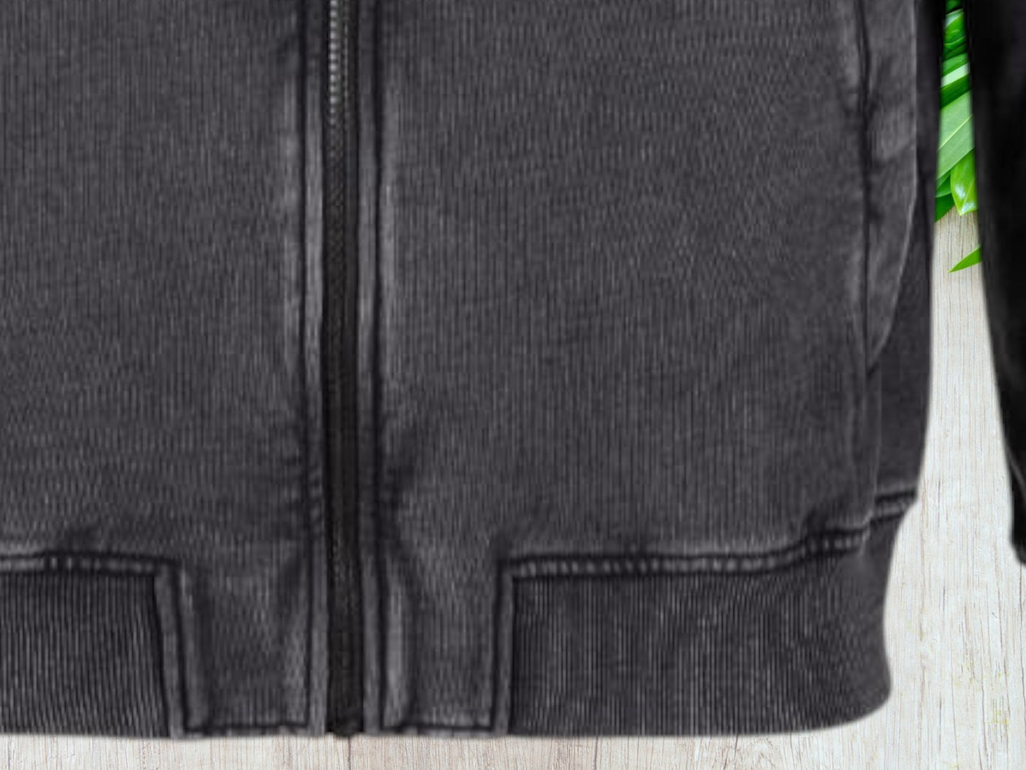 Chaqueta Bomber Negra Acid Wash 100% Algodón