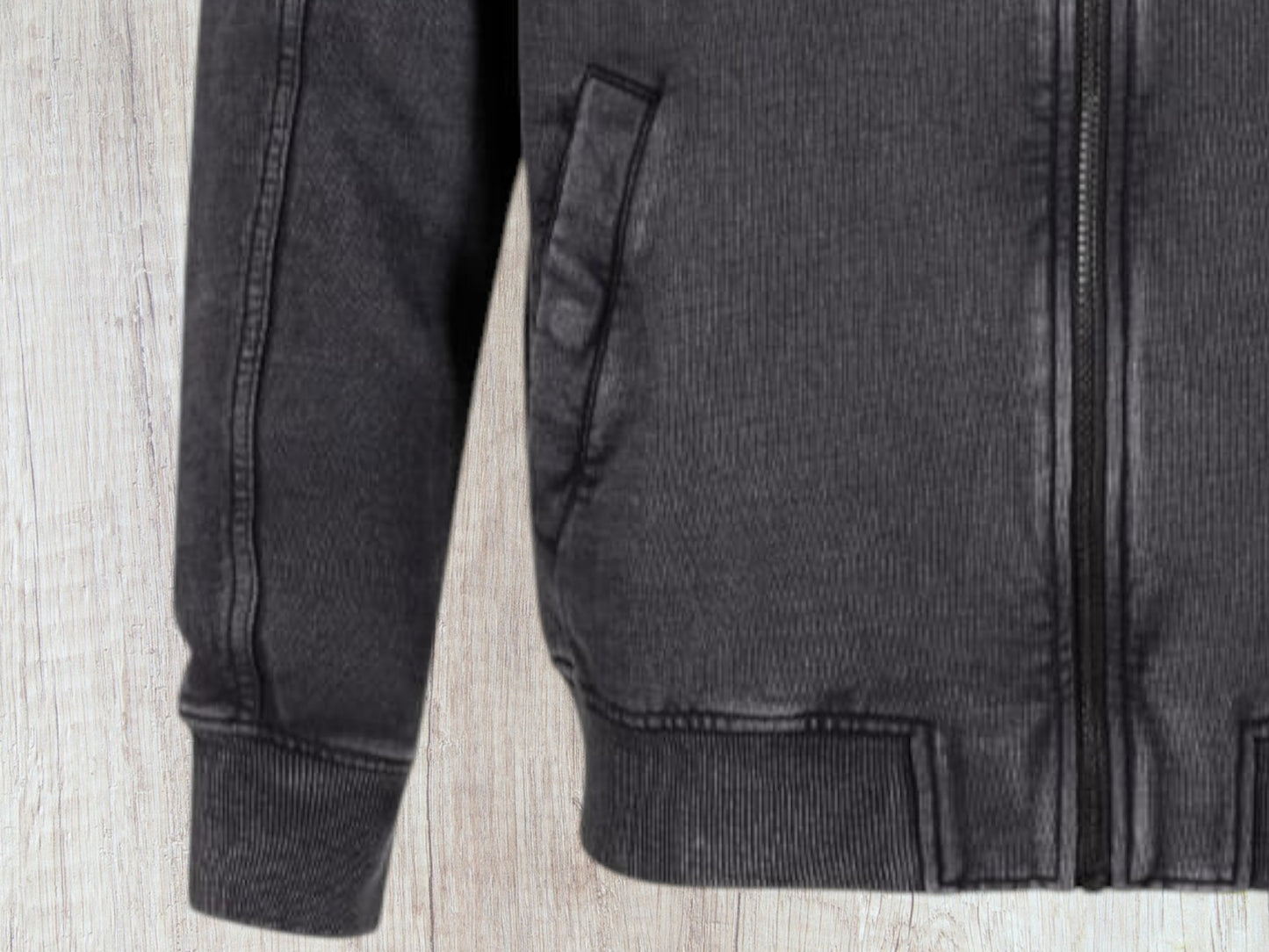 Chaqueta Bomber Negra Acid Wash 100% Algodón