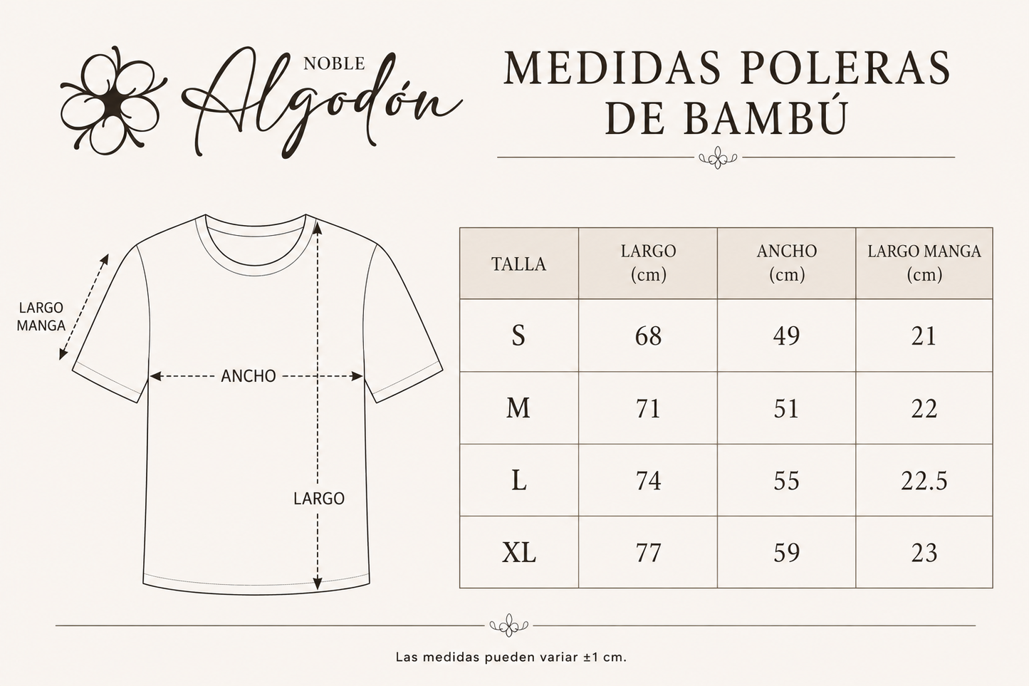 Polera de Bambú 100% – Suave, Cómoda y Atemporal | Noble Algodón