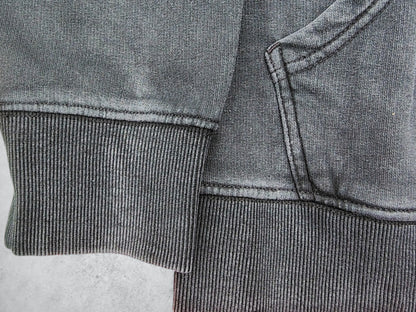 Polerón  negro de Algodón Acid Wash Canguro