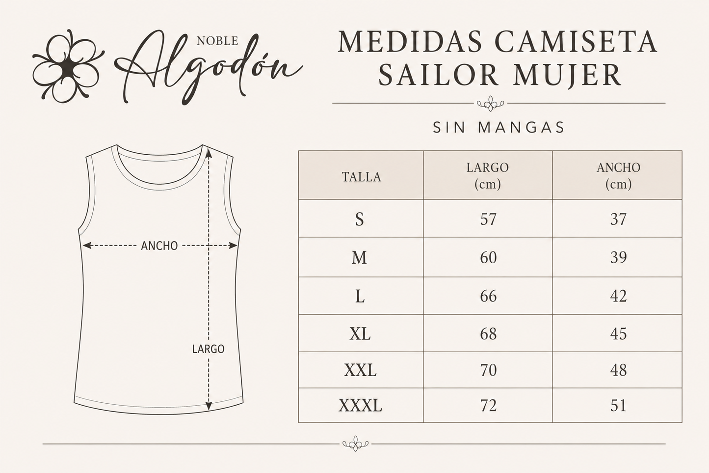 Camiseta de mujer sin mangas  Sailor – Algodón Premium