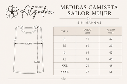 Camiseta de mujer sin mangas  Sailor – Algodón Premium