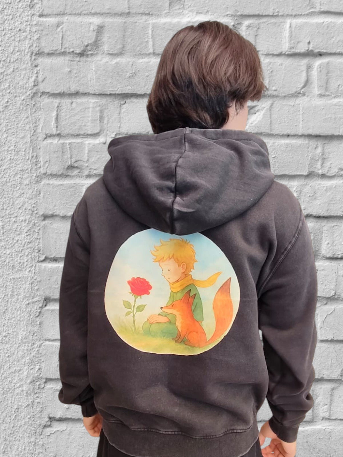 Polerón  Diseño El Principito  y la rosa (Frente y Espalda)-Algodón 340 gramos