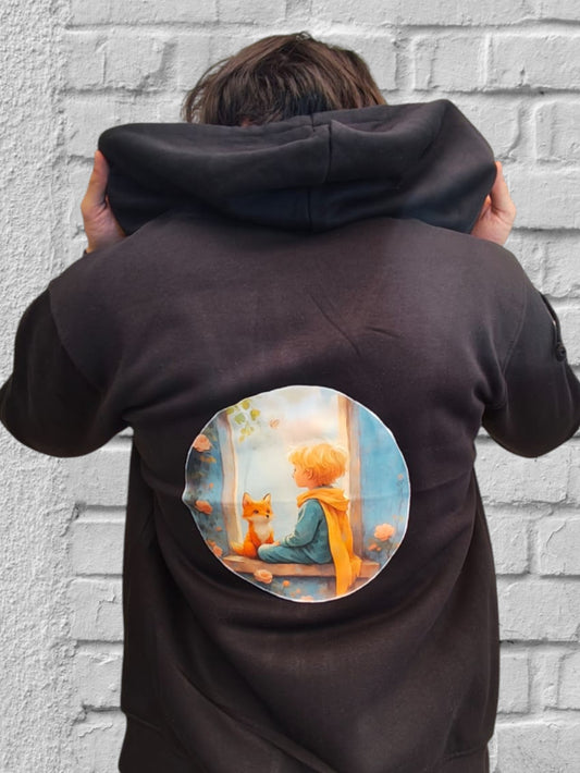 Polerón  Diseño El Principito en la ventana (Frente y Espalda)-Algodón 340 gramos