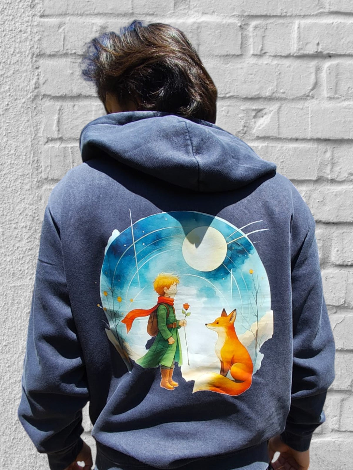 Polerón  Diseño El Principito  y el zorro  (Frente y Espalda)-Algodón 340 gramos