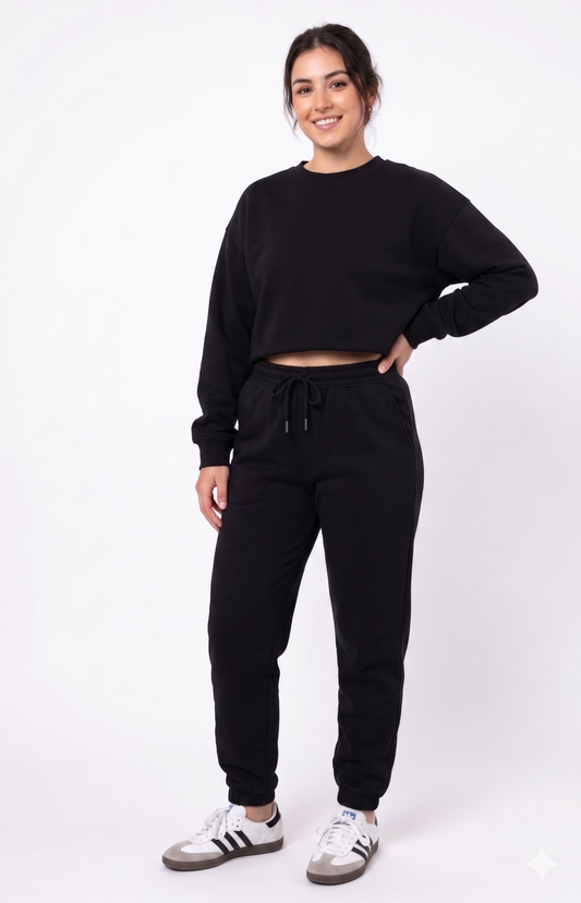Pantalón Jogger  de algodón  color negro de mujer