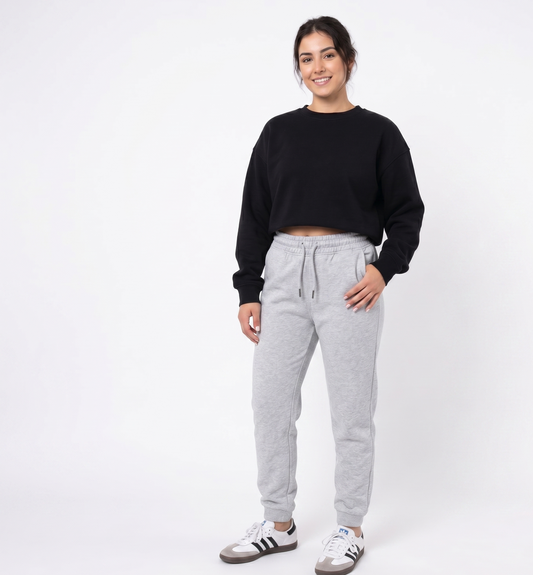 Pantalón Jogger  Algodón gris mujer