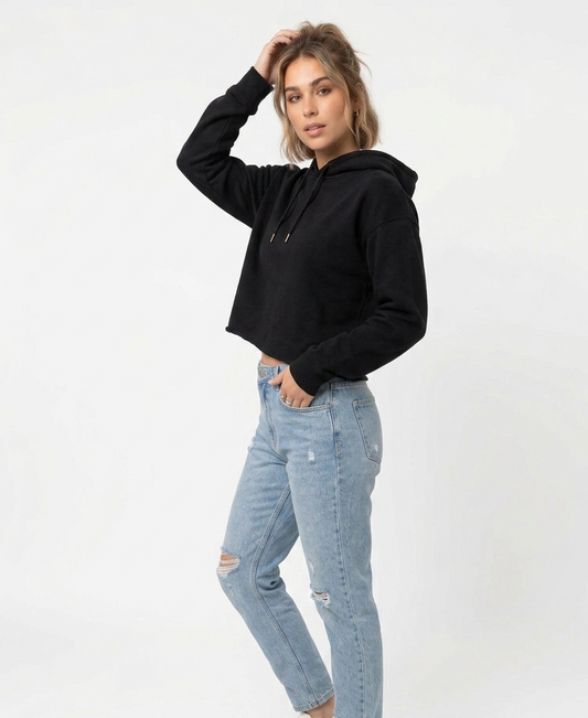 Polerón Crop Mujer negro