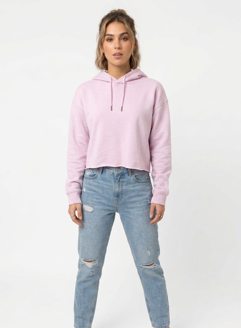 Polerón Crop Mujer rosado de algodón