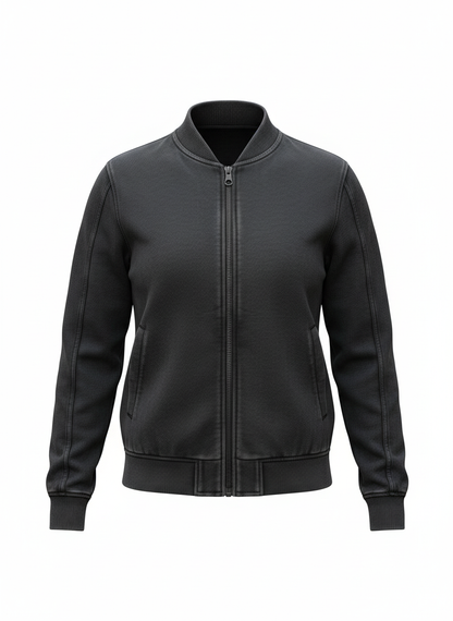 Chaqueta Bomber Negra Acid Wash  Algodón