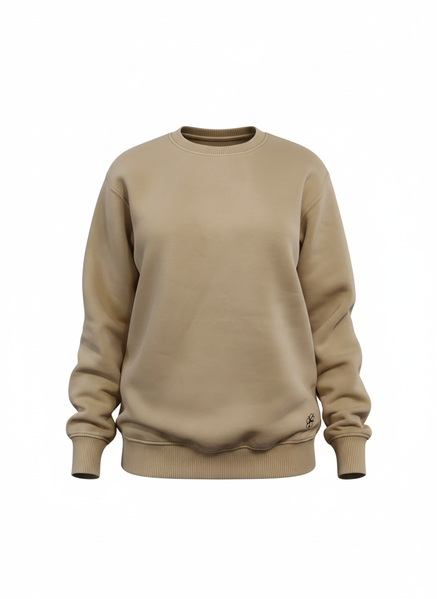 Polerón Beige Crew Acid Wash 90 % Algodón