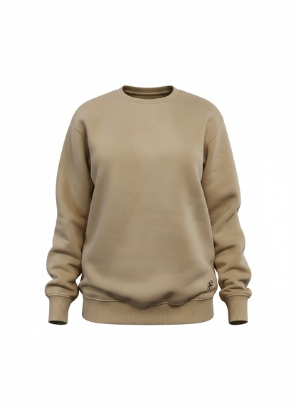 Polerón Beige Crew Acid Wash 90 % Algodón